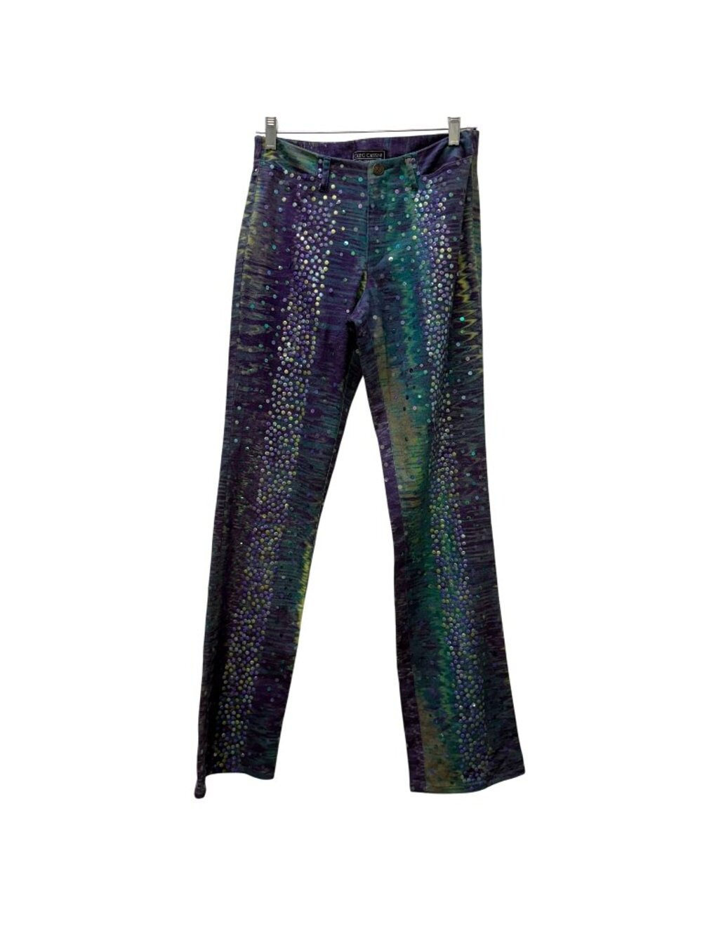 Oleg Cassini Vintage Sequin Jeans Purple & Teal Size 4